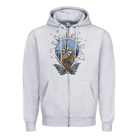 Heather Grey compass with mountain Zipper Hoodie - MaliasSmallBusiness
