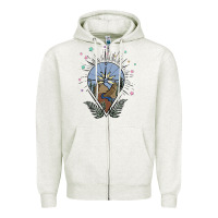 Oatmeal Heather compass with mountain Zipper Hoodie - MaliasSmallBusiness