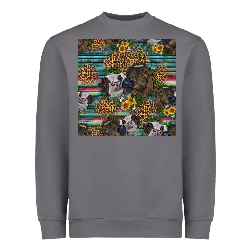 Western Two Cute Heifers Seamless Pattern Heavyweight Sweatshirt by HRA Design Shop | Teevron