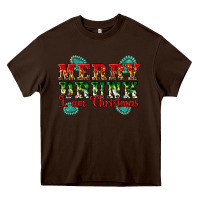 Chocolate Brown Merry Drink I Am Christmas Heavy Core Tee - Artiststas