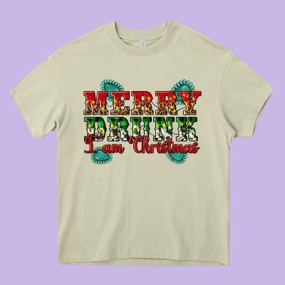 Merry Drink I Am Christmas Heavy Core Tee Designed By Artiststas
