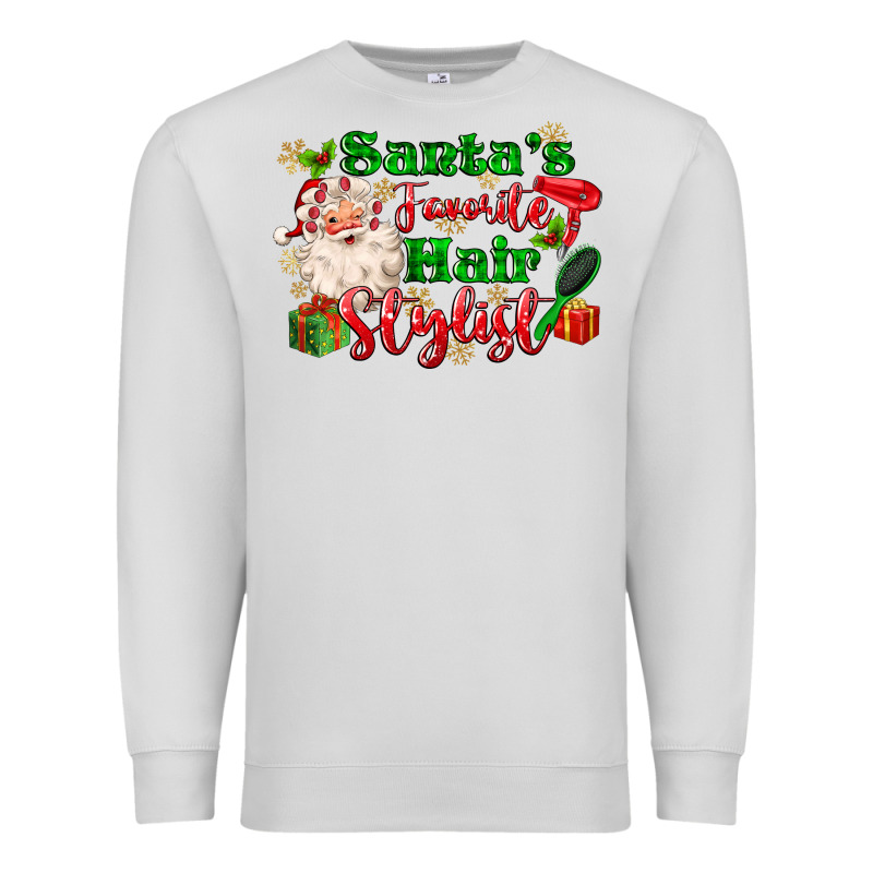 Santas Favorite Hair Stylist Premium Sweatshirt by MaliasSmallBusiness | Teevron