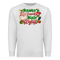Oatmeal Heather santas favorite hair stylist Premium Sweatshirt - MaliasSmallBusiness