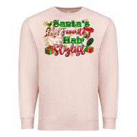 Pale Pink santas favorite hair stylist Premium Sweatshirt - MaliasSmallBusiness