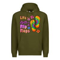 Army Green life is better in flip flops Premium Hoodie - Jasminsmagicworld