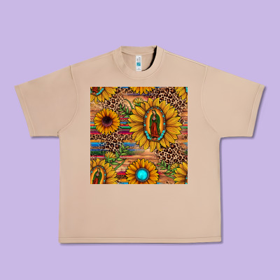 Our Lady Of Guadalupe Sunflower  Seamless Pattern Urban Heavy Tee Designed By Jahusdesignshop