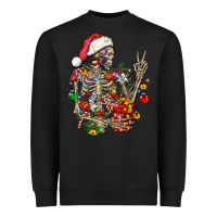Black Christmas lights and skeleton Heavyweight Sweatshirt - FaDigitalArtStudio