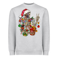 Heather Grey Christmas lights and skeleton Heavyweight Sweatshirt - FaDigitalArtStudio
