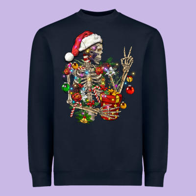 Christmas Lights And Skeleton Heavyweight Sweatshirt Designed By Fadigitalartstudio