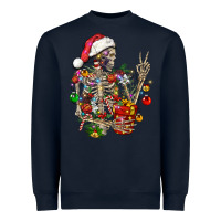Navy Christmas lights and skeleton Heavyweight Sweatshirt - FaDigitalArtStudio