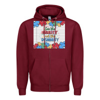Burgundy see the ability not the disability Zipper Hoodie - MaliasSmallBusiness