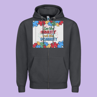 See The Ability Not The Disability Zipper Hoodie Designed By Maliassmallbusiness