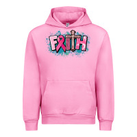 Fuchsia Pink Cancer Faith Cross Urban Hoodie - HowdyJamesFarm