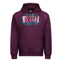 Mauve Wine Cancer Faith Cross Urban Hoodie - HowdyJamesFarm