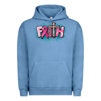 Pigment Pebble Blue Cancer Faith Cross Urban Hoodie - HowdyJamesFarm