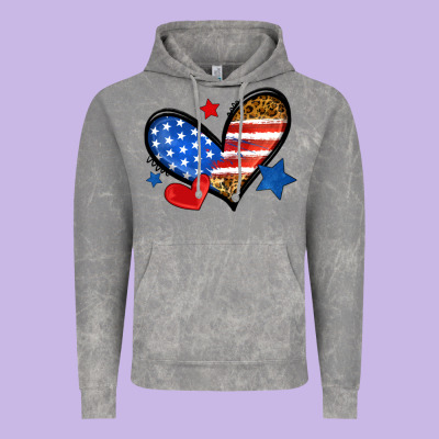American Flag Heart Leopard Vintage Hoodie Designed By Neo Western