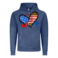 Vintage Denim American flag heart leopard Vintage Hoodie - Neo Western