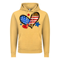 Vintage Mustard American flag heart leopard Vintage Hoodie - Neo Western