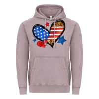 Vintage Zinc American flag heart leopard Vintage Hoodie - Neo Western