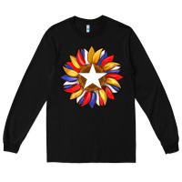 Black american flag and sunflower with star Long Sleeve Tee - Artiststas