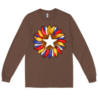 Chestnut american flag and sunflower with star Long Sleeve Tee - Artiststas