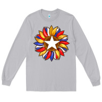 Moon Dust american flag and sunflower with star Long Sleeve Tee - Artiststas