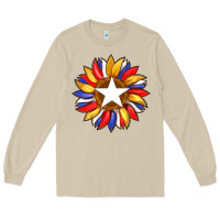 Mushroom american flag and sunflower with star Long Sleeve Tee - Artiststas