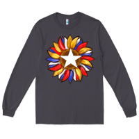 American Flag And Sunflower With Star Long Sleeve Tee | Teevron