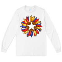White american flag and sunflower with star Long Sleeve Tee - Artiststas
