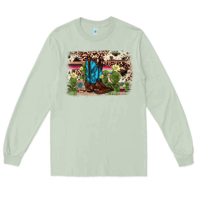 Cactus Boot Background Long Sleeve Tee by AdoDesignShop | Teevron