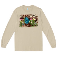 Mushroom cactus boot background Long Sleeve Tee - AdoDesignShop