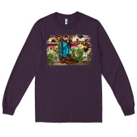 Plum cactus boot background Long Sleeve Tee - AdoDesignShop