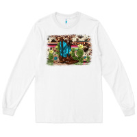 White cactus boot background Long Sleeve Tee - AdoDesignShop