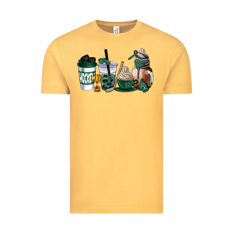 Hunter Green Hockey Coffee Cups Vintage Tee by AdoDesignShop | Teevron