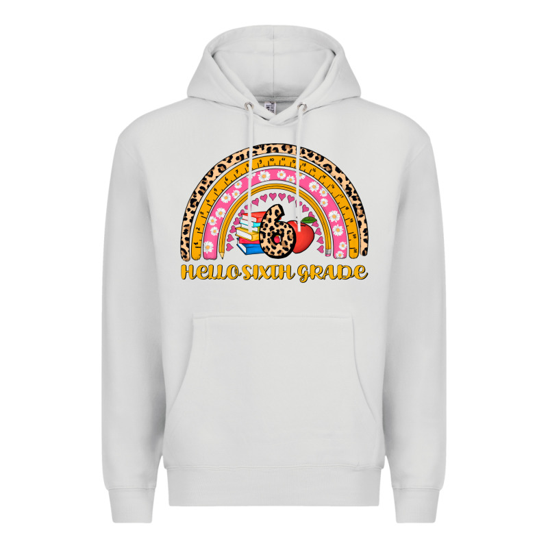 Back To School Rainbow Hello Sixth Grade Premium Hoodie by AdoDesignShop | Teevron