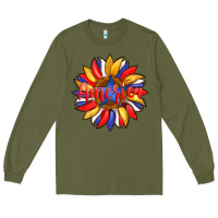 Army Green america with american flag colors and sunflower with star Long Sleeve Tee - Artiststas
