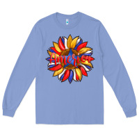Colony Blue america with american flag colors and sunflower with star Long Sleeve Tee - Artiststas