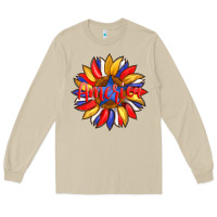 Mushroom america with american flag colors and sunflower with star Long Sleeve Tee - Artiststas