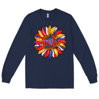 Navy america with american flag colors and sunflower with star Long Sleeve Tee - Artiststas