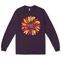 Plum america with american flag colors and sunflower with star Long Sleeve Tee - Artiststas