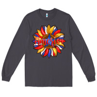 Smoke america with american flag colors and sunflower with star Long Sleeve Tee - Artiststas