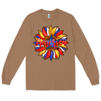 Toasted Coconut america with american flag colors and sunflower with star Long Sleeve Tee - Artiststas