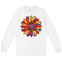 White america with american flag colors and sunflower with star Long Sleeve Tee - Artiststas
