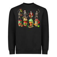 Black christmas skeleton coffee cups Heavyweight Sweatshirt - FaDigitalArtStudio