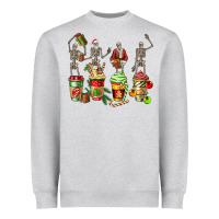 Heather Grey christmas skeleton coffee cups Heavyweight Sweatshirt - FaDigitalArtStudio