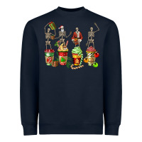 Navy christmas skeleton coffee cups Heavyweight Sweatshirt - FaDigitalArtStudio