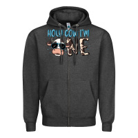 Charcoal Heather holy cow i'm one Zipper Hoodie - MaliasSmallBusiness
