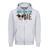Heather Grey holy cow i'm one Zipper Hoodie - MaliasSmallBusiness