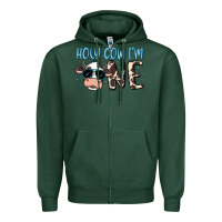 Sports Green holy cow i'm one Zipper Hoodie - MaliasSmallBusiness