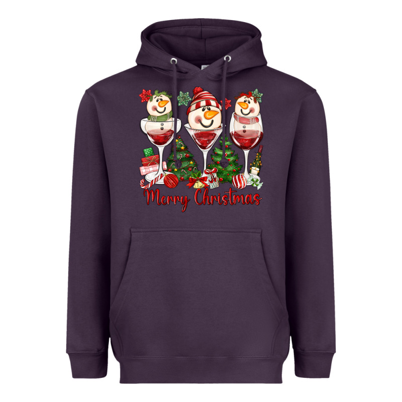 Merry Christmas Wine And Cocktails Heavyweight Hoodie by MaliasSmallBusiness | Teevron
